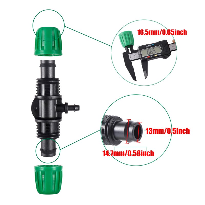 FULAIERGD 10 Pcs 1/2"" to 1/4"" Barbed Tee Connector, 1/2 Inch to 1/4 Inch Drip Irrigation Fittings Drip Line Reducer Tee Connectors 1/2"" to 1/4"" 3-Way Splitter Connectors for Garden Drip Irrigation System - Image 4